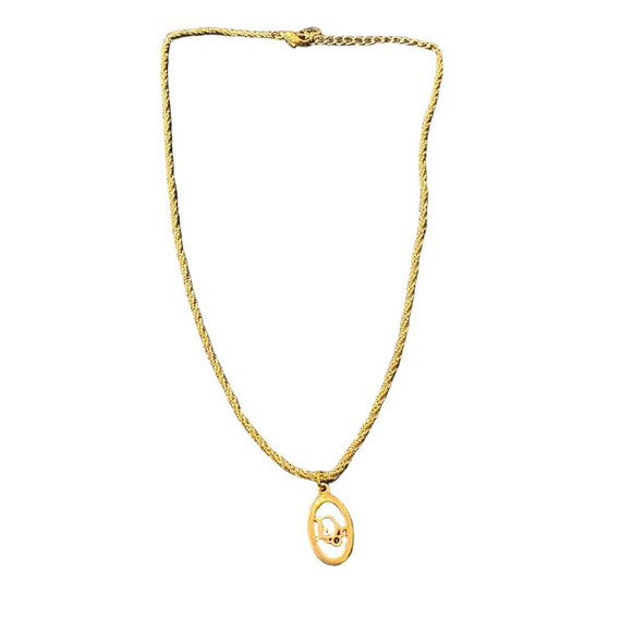 Jewelry - Dior Gold-Tone Oval Logo Pendant Necklace - Vintage